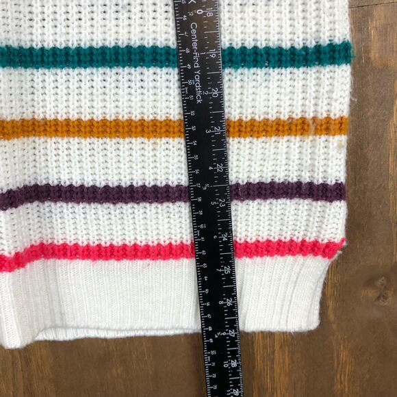So Womens Sweater White Multicolored Striped Knitted Long Sleeve Large - Picture 8 of 12
